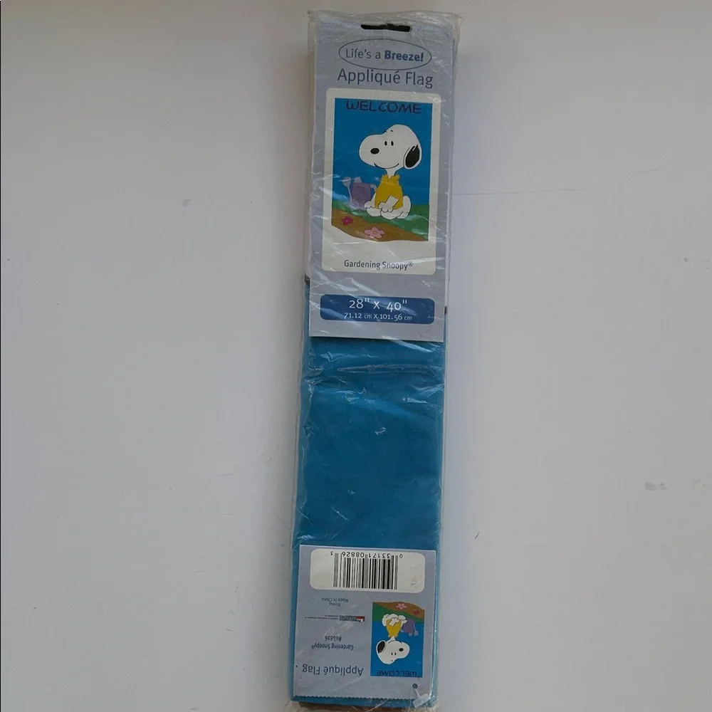 Vtg Peanuts Snoopy Welcome Gardening Spring Appliqué Flag 28”x40” Life’s Breeze - Picture 5 of 6
